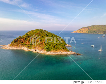 Top view seashore waves nature background,Amazing waves crashing on rocks seascape view 134027709
