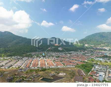 Aerial view village in Phuket Thailand nature background Aerial view village in Phuket Thailand nature background 134027755