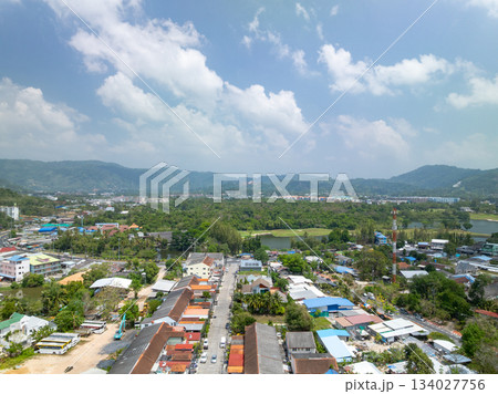 Aerial view village in Phuket Thailand nature background Aerial view village in Phuket Thailand nature background 134027756
