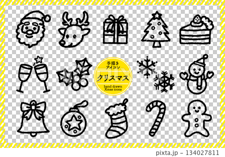 手繪可愛圖示集 | 聖誕節 | 單色 手繪可愛圖示集 | 聖誕節 | 單色 134027811