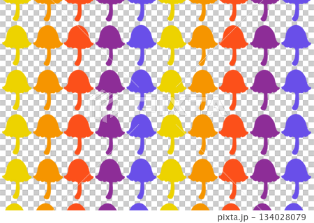 カラフルな白地キノコパターン 134028079