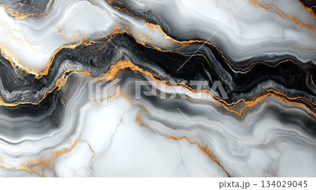 This artwork showcases a stunning black and white marble texture with intricate gold veins. The bold contrasts enhance its visual appeal, perfect for home or office decor. This artwork showcases a stunning black and white marble texture with intricate gold veins. The bold contrasts enhance its visual appeal, perfect for home or office decor. 134029045
