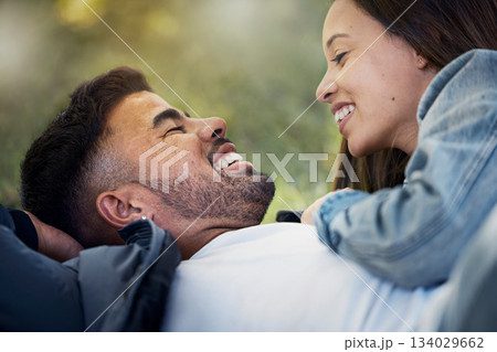 Couple are happy together, smile and relax outdoor, love and care with trust in relationship and commitment. Happiness, support and freedom with man and woman, romance and partnership with bonding Couple are happy together, smile and relax outdoor, love and care with trust in relationship and commitment. Happiness, support and freedom with man and woman, romance and partnership with bonding 134029662