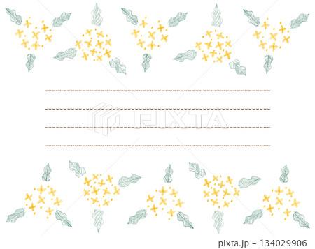 オレンジ金木犀の色鉛筆手描きフレーム 134029906