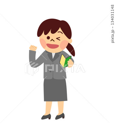 初心者マークを持っているスーツの女性 初心者マークを持っているスーツの女性 134031148