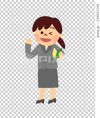 初心者マークを持っているスーツの女性 初心者マークを持っているスーツの女性 134031148