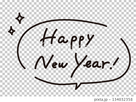 對話框與「新年快樂」新年賀卡素材 手寫字體 對話框與「新年快樂」新年賀卡素材 手寫字體 134032358