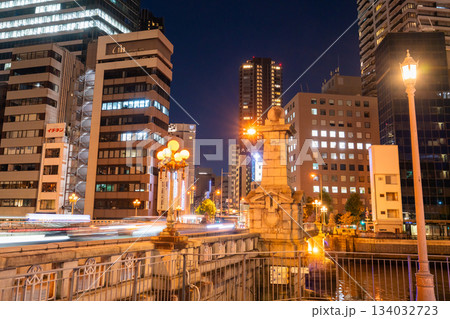 《大阪府》難波橋・中之島の夜景 134032723