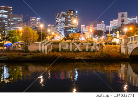 《大阪府》中之島公園の夜景・大阪の中心街 134032771