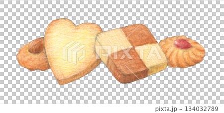 クッキー4つ　水彩色鉛筆イラスト 134032789