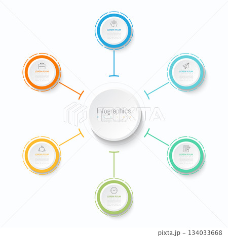 Infographic 6 options design elements for your business data. Vector Illustration. 134033668