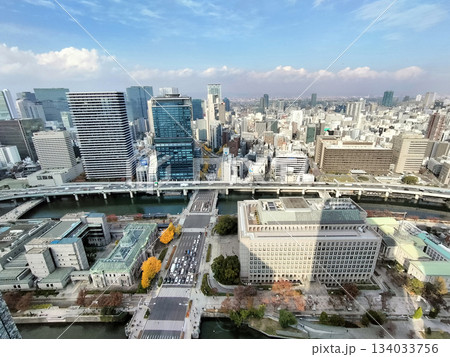 淀屋橋から梅田方面の空撮 134033756