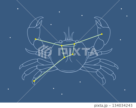 夜空に浮かぶ蟹座のイラスト 134034243