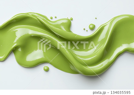 Smooth Green Paint Swirl on White Background for Creative Art and Design Projects Smooth Green Paint Swirl on White Background for Creative Art and Design Projects 134035595