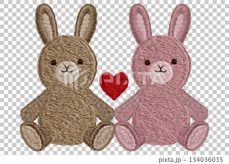 [Friendly Rabbit Plush Toy] Hand-embroidered illustration material 134036035