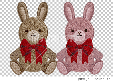 [Friendly Rabbit Plush Toy] Hand-embroidered illustration material 134036037