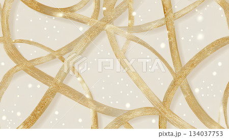 金色の水引ラインが交差するエレガントな和風背景 134037753