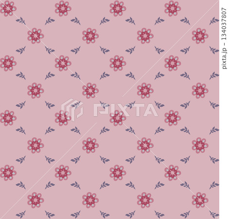 Playful Spaced Pink Flower Sprigs 134037807