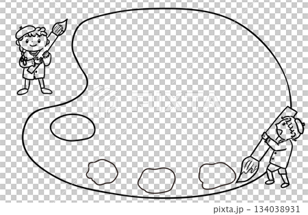 Paint palette frame/monochrome Paint palette frame/monochrome 134038931