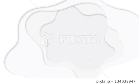 Abstract 3d white wavy line paper cut style background 134038947
