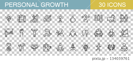 Personal growth, career, skill development line icon set Personal growth, career, skill development line icon set 134039761