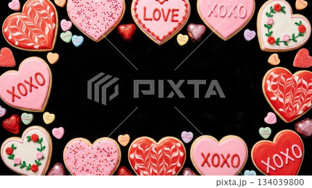 Heart Cookie Border Background 134039800