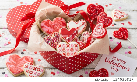 Heart-Shaped Cookie Box Heart-Shaped Cookie Box 134039817