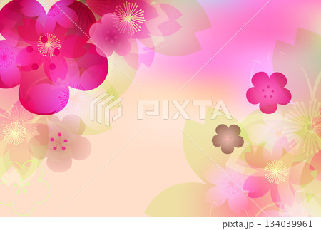 和柄　梅　年賀状　背景	 134039961