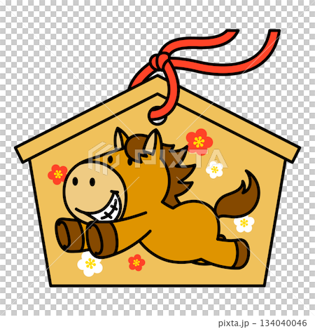 走る馬のキャラクターの絵馬 134040046