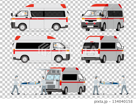救急車、救急搬送、救急隊のセット 救急車、救急搬送、救急隊のセット 134040158