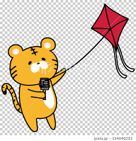 凧揚げをして遊ぶトラ 134040285