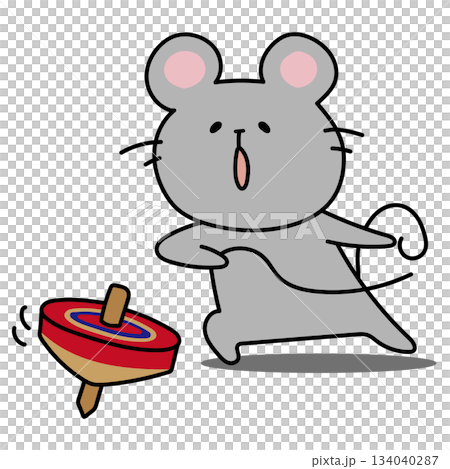 コマ回しをして遊ぶネズミ 134040287