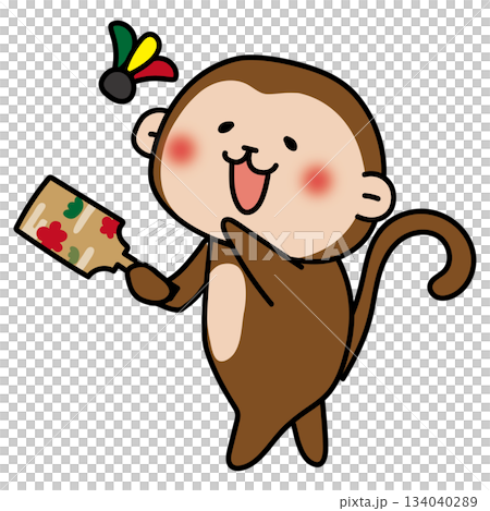 Monkey playing with feathers Monkey playing with feathers 134040289