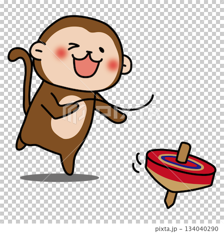 Monkey playing with a spinning top Monkey playing with a spinning top 134040290