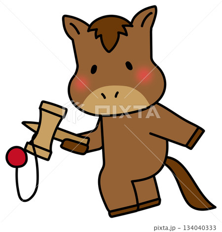 けん玉で遊ぶ馬 134040333