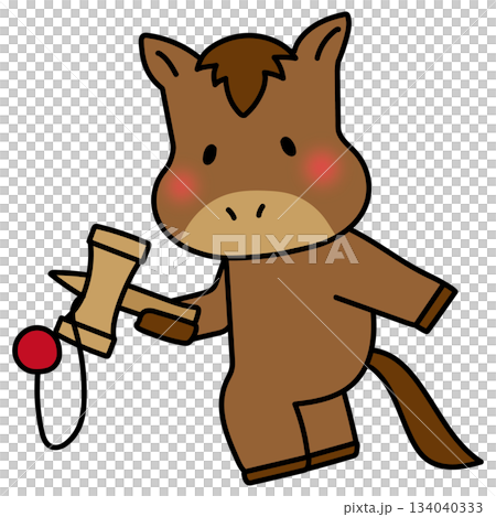 けん玉で遊ぶ馬 134040333