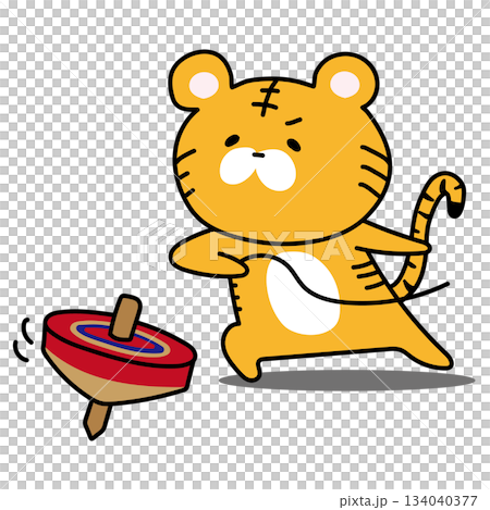 Tiger playing with a spinning top Tiger playing with a spinning top 134040377