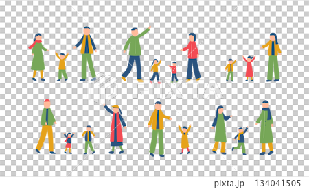 家庭冬季插畫集 家庭冬季插畫集 134041505