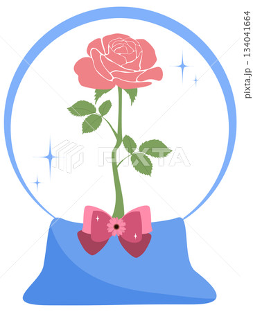 Pink Rose in Snow Globe, Romantic Valentine Day element Pink Rose in Snow Globe, Romantic Valentine Day element 134041664