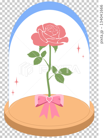 Pink Rose in Glass Dome, valentine element 134041666