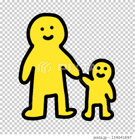 成人牽著孩子的手 | 父母與孩子 | 手繪插圖圖標 134041697