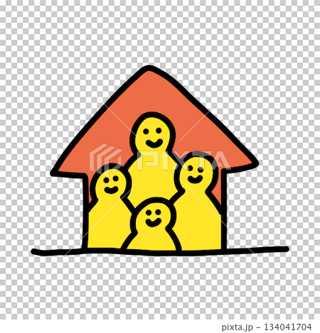 Family gathering under one roof | Hand-drawn illustration icon Family gathering under one roof | Hand-drawn illustration icon 134041704