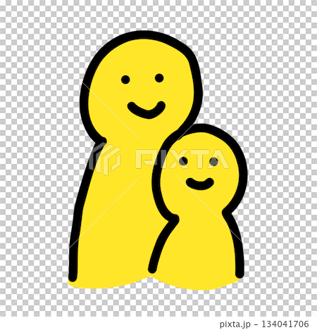 Adults and children together | Hand-drawn illustration icon 134041706
