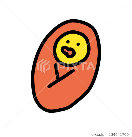 おくるみの赤ちゃん｜手描きイラストアイコン 134041709