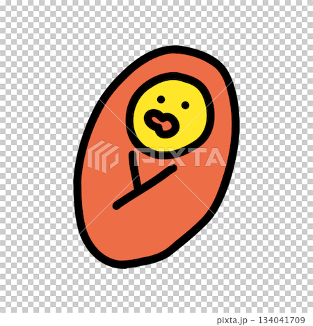 おくるみの赤ちゃん｜手描きイラストアイコン 134041709