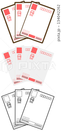 年賀状3枚（宛名面） 134042262