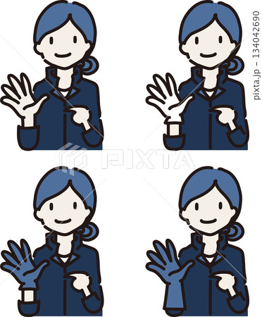 仕事中の服装指導について説明するイラスト 手袋編 仕事中の服装指導について説明するイラスト 手袋編 134042690