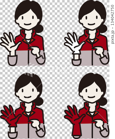 仕事中の服装指導について説明するイラスト　手袋編 134042750