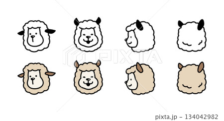 alpaca vector llamas cartoon character mascot icon face head smiling logo doodle symbol illustration design isolated 134042982