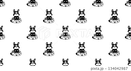 dog seamless pattern french bulldog cartoon sitting pillow doodle puppy paw footprint pet gift wrapping paper tile background repeat wallpaper illustration animal 134042987